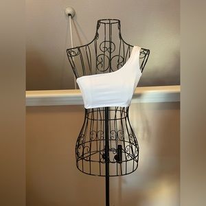 White One Shoulder Crop Top